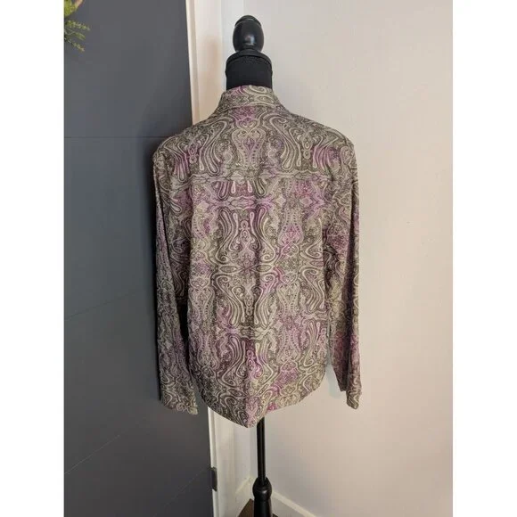 Rebecca Malone Women's Green & Purple Paisley Denim Jacket - XL - Picture 4 of 7